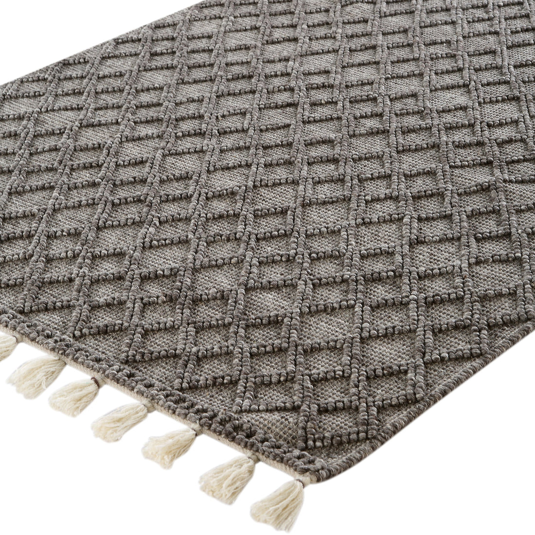 Avanti Handwoven Warm Gray Diamond Bobble Wool Rug