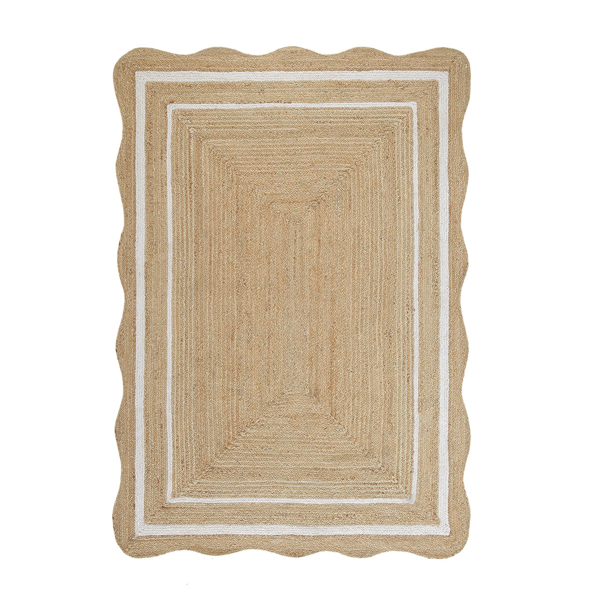 Evie Hand Braided Jute Scallop Rectangular Rug